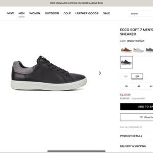 Men’s size 10-10.5 Ecco Soft 7 street sneaker black & grey